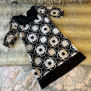 WHITE HOUSE BLACK MARKET Floral Shift Dress 0 Lines Short Elastic Sleeves Loose